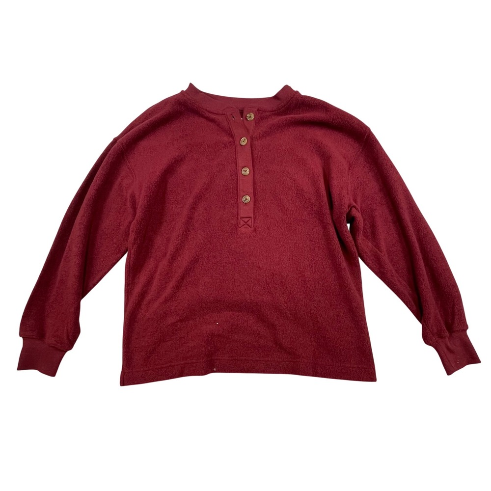 NWT Aerie Henley Sweatshirt Burgundy Maroon Long Sleeve Button Top Small